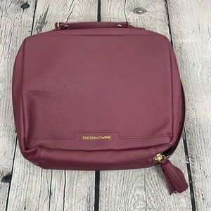 Tartan + Twine Travel Bag Make Up Bag Burgundy Vegan Leather weekender